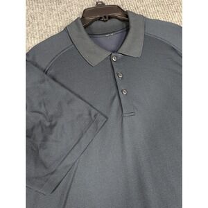 Lululemon Shirt Mens Medium Navy Blue Propel Polo Time to Get Dirty Golf Outdoor